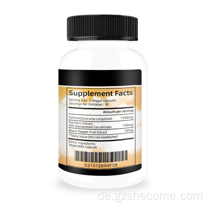 Kurkuma -Curcumin -Pfeffer -Extrakt -Curcumin -Kapsel